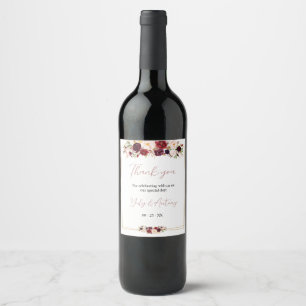 Rótulo De Garrafa De Cerveja Decoração de Bebida de Recepção Floral Borgonha Mo