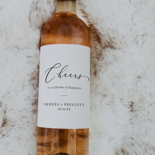 Rótulo De Garrafa De Cerveja Delicado Preto Cheers Vinhos De Casamento (Criador carregado)