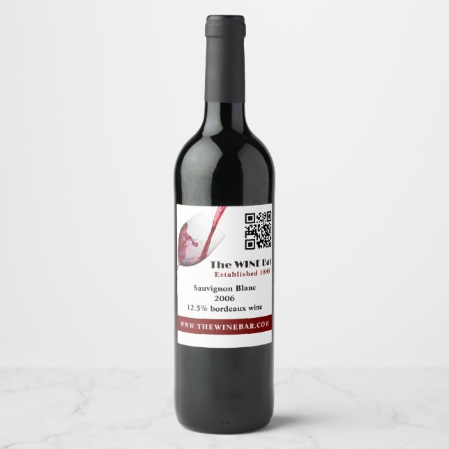 Rótulo De Garrafa De Cerveja Derramando Vinho Tinto, Enoteca/Adega (Frente)