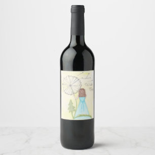 Rótulo De Garrafa De Cerveja Deseje uma garotinha dandelion