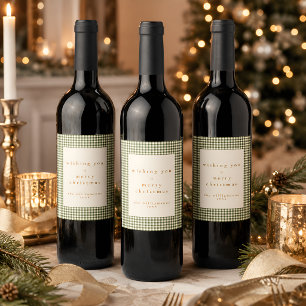 Rótulo De Garrafa De Cerveja Desejos de Natal Personalizados Xadrez Verde Fofo