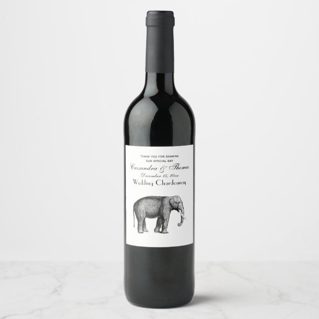 Rótulo De Garrafa De Cerveja Desenho Antigo de Elefante (Frente)