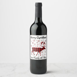 Rótulo De Garrafa De Cerveja Desenho de alce, flocos de neve, padrão xadrez ver