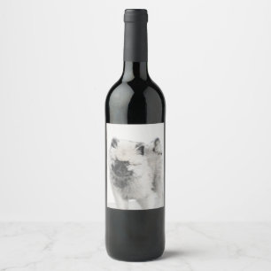 Rótulo De Garrafa De Cerveja Desenho De Cachorro De Keeshond - Arte De Cachorro