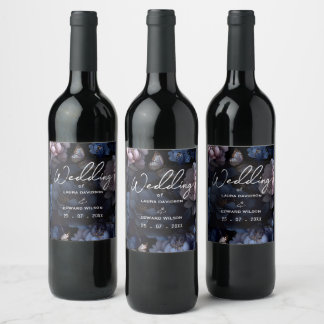 Rótulo De Garrafa De Cerveja desenho de casamento floral borgonha apresentando