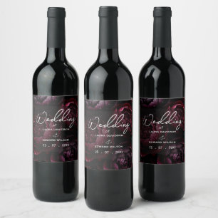Rótulo De Garrafa De Cerveja desenho de casamento floral borgonha com rico vinh