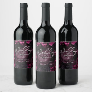 Rótulo De Garrafa De Cerveja desenho de casamento floral borgonha com rico vinh