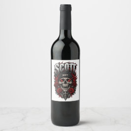 Rótulo De Garrafa De Cerveja Desenho Personalizado de Caveira Scott Gothic