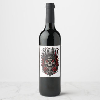 Rótulo De Garrafa De Cerveja Desenho Personalizado de Caveira Scott Gothic