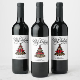 Rótulo De Garrafa De Cerveja Design de Árvore de Natal da xadrez Feliz Natal