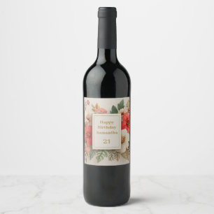 Rótulo De Garrafa De Cerveja Design de Placa Floral de Aquarela com Glitter Dou