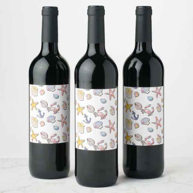 Rótulo De Garrafa De Cerveja Design de praia simples (Garrafas)