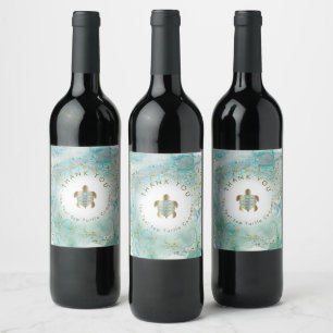 Rótulo De Garrafa De Cerveja design de tartaruga marinha azul 