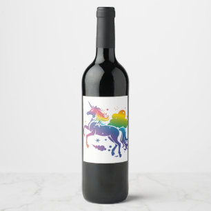 Rótulo De Garrafa De Cerveja Design de unicórnio colorido arco-íris