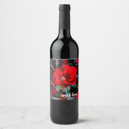 Rótulo De Garrafa De Cerveja Design Floral Retro Vermelho Papoula
