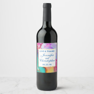 Rótulo De Garrafa De Cerveja Design Moderno de Aquarela Abstrata em Mármore