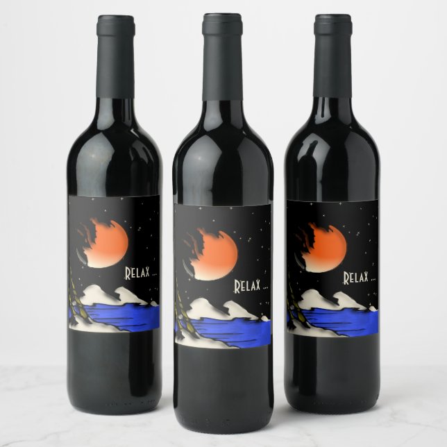 Rótulo De Garrafa De Cerveja Design Noturno da Ilha Relax  (Garrafas)