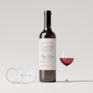 Rótulo De Garrafa De Cerveja destino elegante floral Salvar a Data
