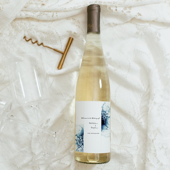 Rótulo De Garrafa De Cerveja Destino Náutico Azul Casamento de (Criador carregado)