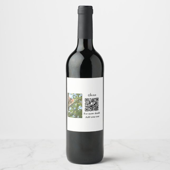 Rótulo De Garrafa De Cerveja Detalhes simples do nome do animal QR código adici (Frente)