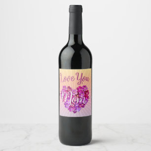 Rótulo De Garrafa De Cerveja dia de as mães Vintage Coração Flores Te Ama M
