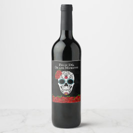 Rótulo De Garrafa De Cerveja Dia do Crânio do Açúcar Vermelho Morto