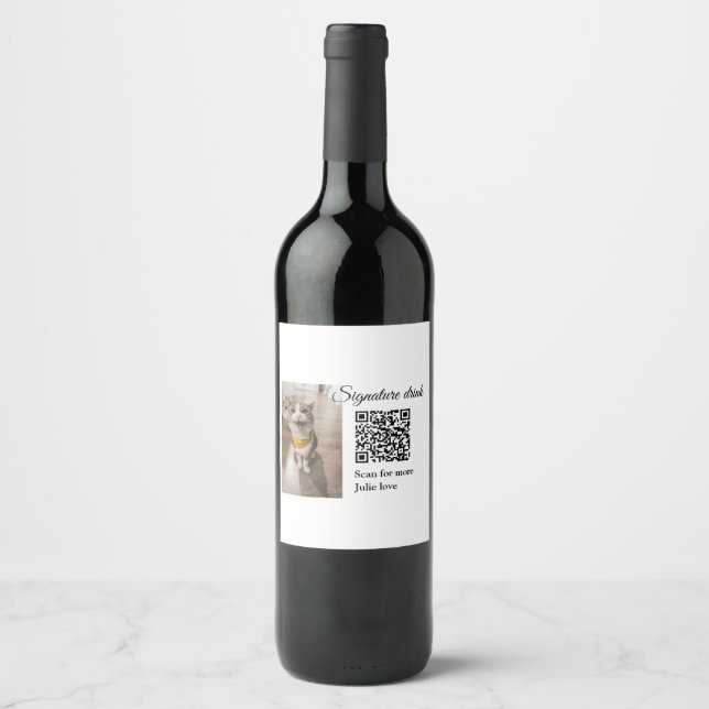 Rótulo De Garrafa De Cerveja Digitalização de bebida de assinatura Código QR ad (Frente)