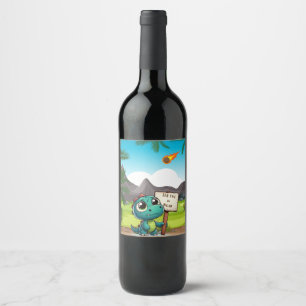 Rótulo De Garrafa De Cerveja dinossauro fofo e engraçado