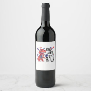 Rótulo De Garrafa De Cerveja Dinossauro Vermelho Branco Ocidental