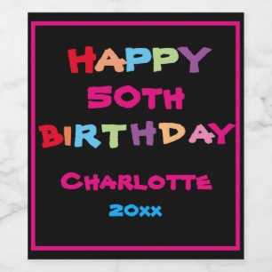 Rótulo De Garrafa De Cerveja Diversão Colorida Nome Personalizado Ano Data Feli