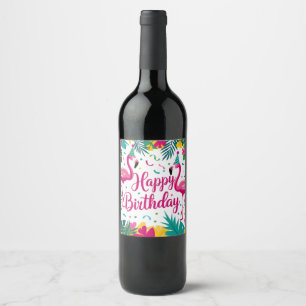 Rótulo De Garrafa De Cerveja Diversão Tropical Flamingo Birthday Design
