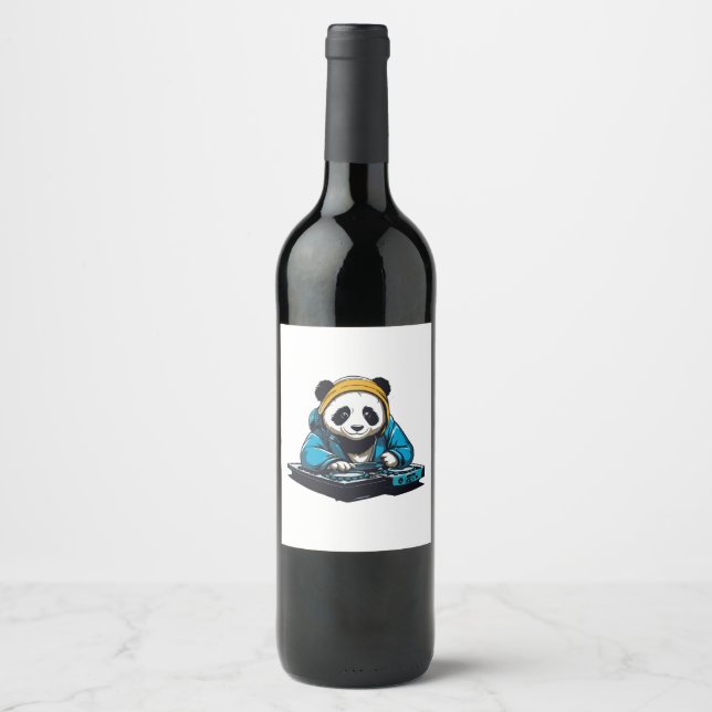 Rótulo De Garrafa De Cerveja DJ Kawaii Panda (Frente)