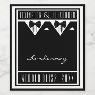 Rótulo De Garrafa De Cerveja Dois Arcos, Gravatas preto e branco, de smoking e