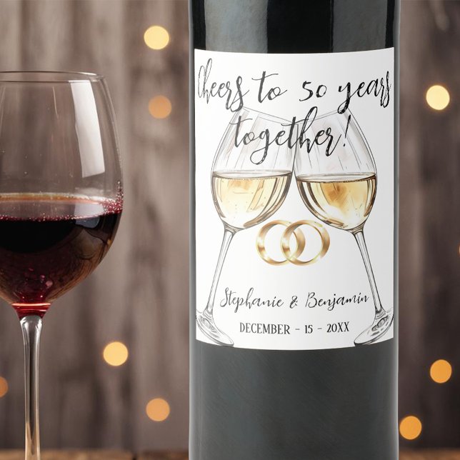 Rótulo De Garrafa De Cerveja Dois Óculos Piscantes 50º Aniversário de Casamento (Criador carregado)