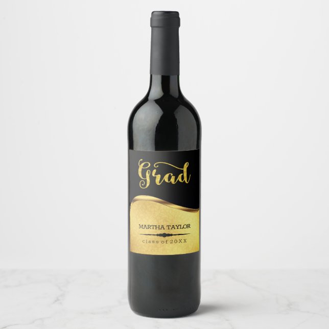 Rótulo De Garrafa De Cerveja Dourada Brilhante E Damasco (Frente)