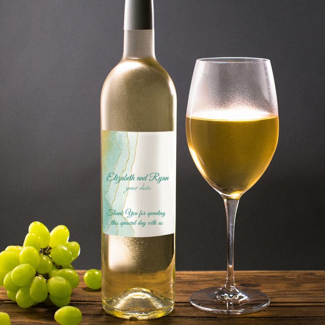 Rótulo De Garrafa De Cerveja Dourada Turquoise Turquesa Watercolor (Criador carregado)