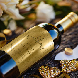 Rótulo De Garrafa De Cerveja Dourado Casamento Geométrico Metálico ID648