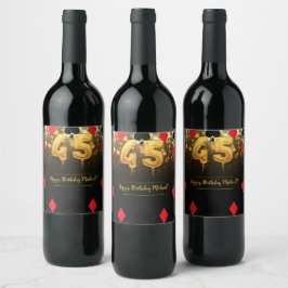 Rótulo De Garrafa De Cerveja Dourado cassino com tema de brilho 45º Aniversário