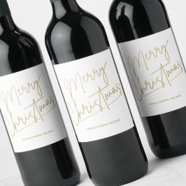 Rótulo De Garrafa De Cerveja Dourado Natal Verde Branco