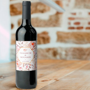 Rótulo De Garrafa De Cerveja Dourado Rústico Boho Chic Outono Flores Silvestres