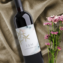 RÓTULO DE GARRAFA DE CERVEJA DOURADO SUSQUY BLUE BEACHY STARFISH MONOGRAMA CASA