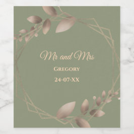 Rótulo De Garrafa De Cerveja Dourado verde-elegante botânico simples moderno