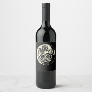 Rótulo De Garrafa De Cerveja Dragão Com Tatuagem De Tigre YIN E Yang Beast Fig