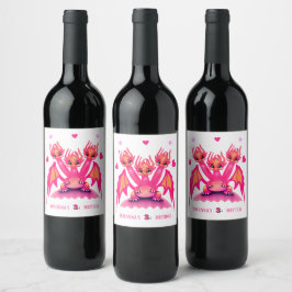 Rótulo De Garrafa De Cerveja Dragão rosa