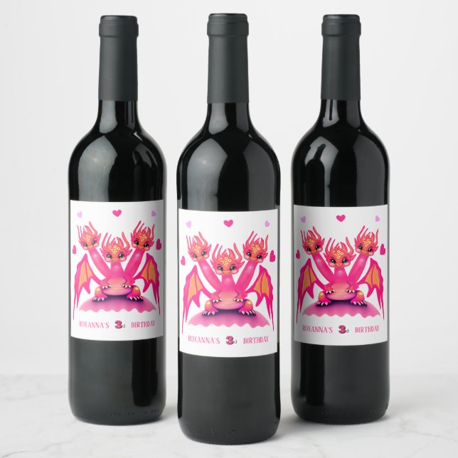 Rótulo De Garrafa De Cerveja Dragão rosa (Garrafas)