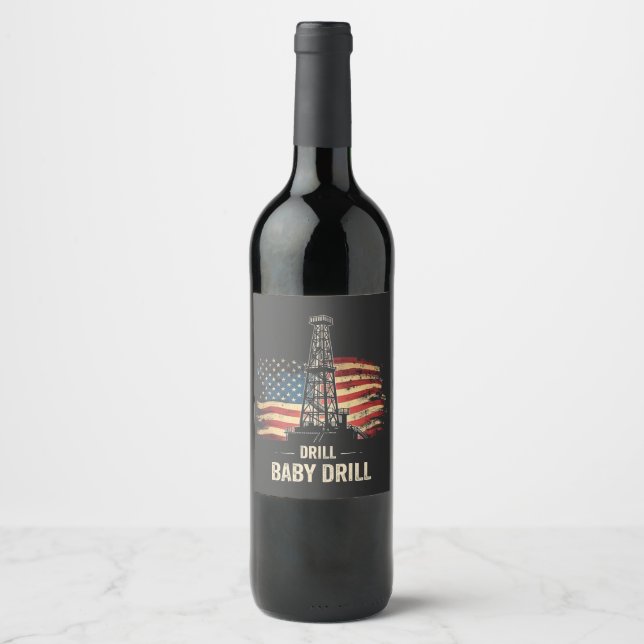 Rótulo De Garrafa De Cerveja Drill Baby Drill American Trump Energy Economy (Frente)