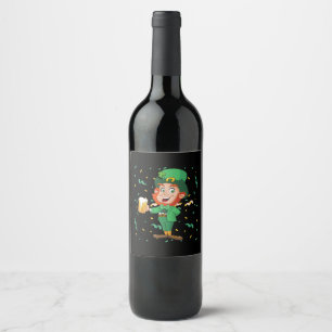 Rótulo De Garrafa De Cerveja Duende Bebendo Cerveja Dia de São Patrício