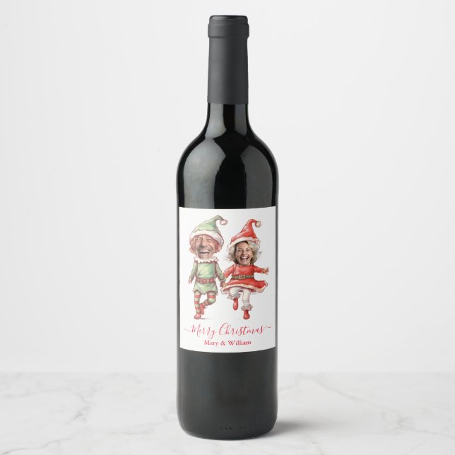 Rótulo De Garrafa De Cerveja duende de natal casal (Frente)