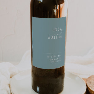Rótulo De Garrafa De Cerveja Dusty Boho Rótulo de Vinho de Casamento Azul