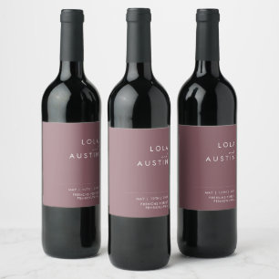 Rótulo De Garrafa De Cerveja Dusty Boho   Rótulo de Vinho de Casamento Roxo
